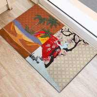 Pan-Pacific Festival Rubber Doormat Mauna Kea and Fuji Mountains