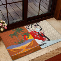 Pan-Pacific Festival Rubber Doormat Mauna Kea and Fuji Mountains