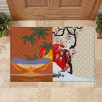 Pan-Pacific Festival Rubber Doormat Mauna Kea and Fuji Mountains