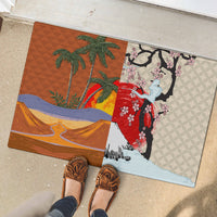 Pan-Pacific Festival Rubber Doormat Mauna Kea and Fuji Mountains