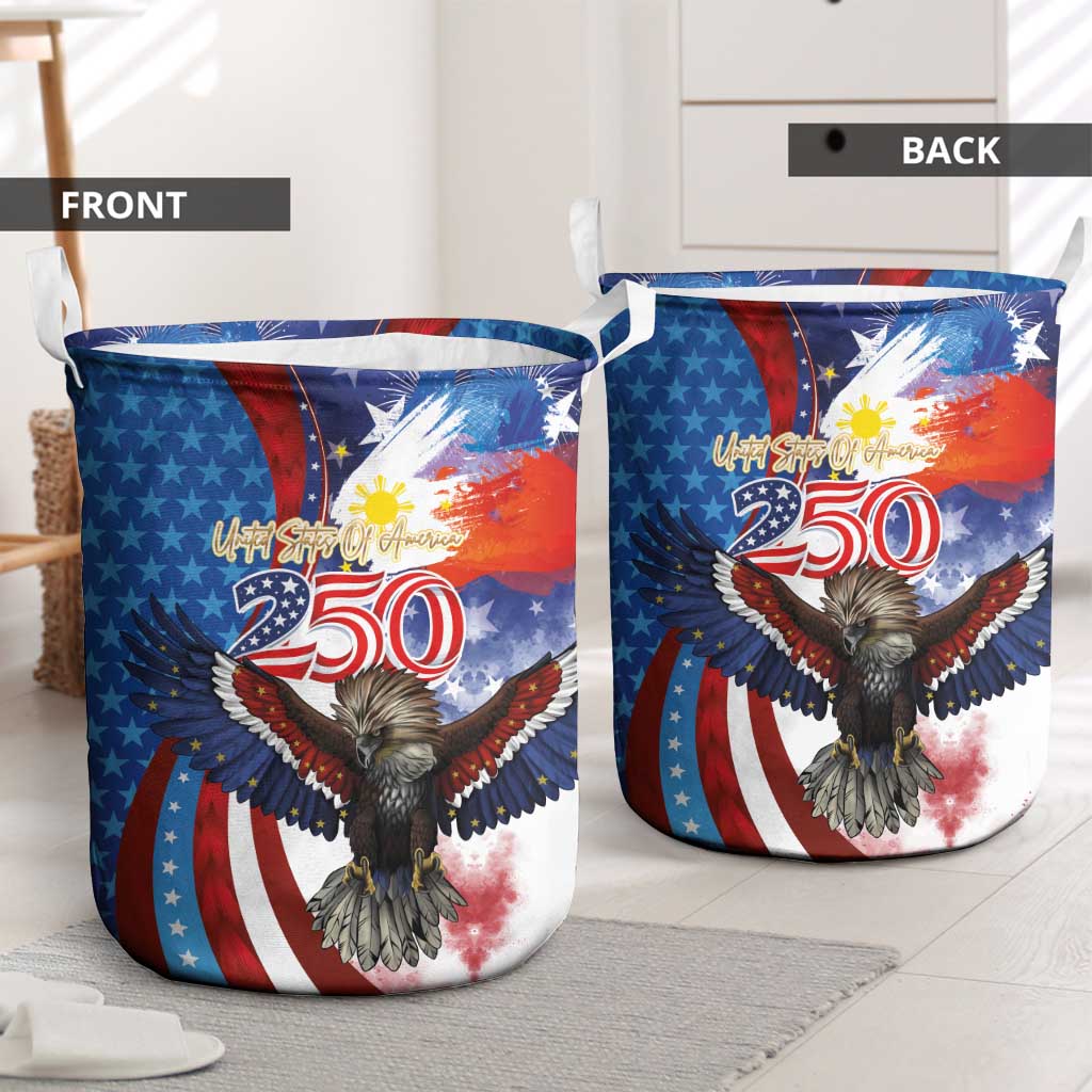 Philippines and United States Semiquincentennial Laundry Basket Eagle and National Flag Style
