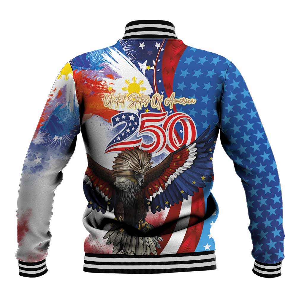 Philippines and United States Semiquincentennial Baseball Jacket Eagle and National Flag Style