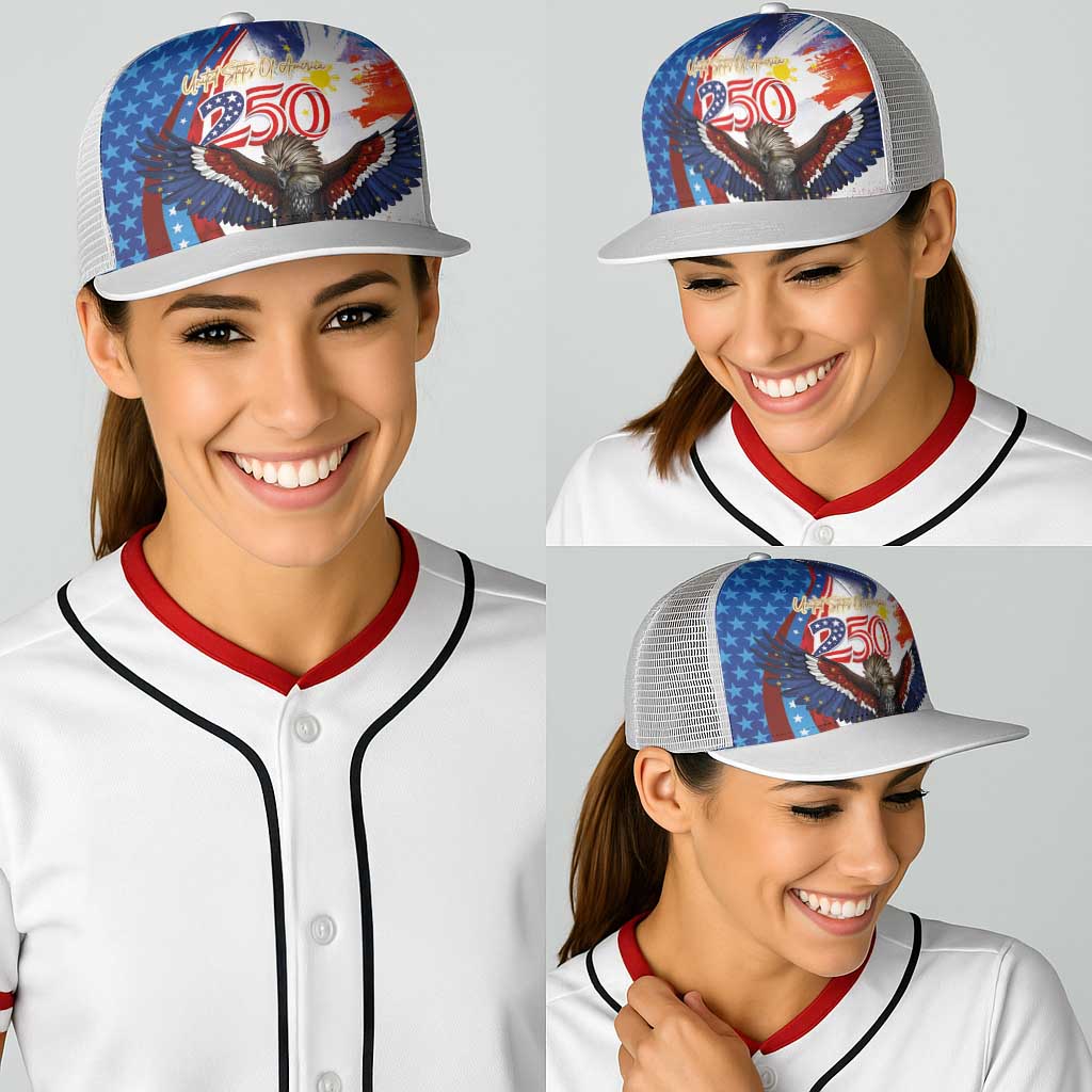 Philippines and United States Semiquincentennial Baseball Net Cap Eagle and National Flag Style