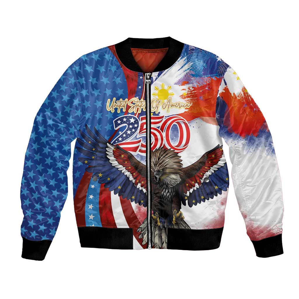 Philippines and United States Semiquincentennial Bomber Jacket Eagle and National Flag Style
