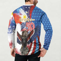 Philippines and United States Semiquincentennial Button Sweatshirt Eagle and National Flag Style LT03 - Polynesian Pride