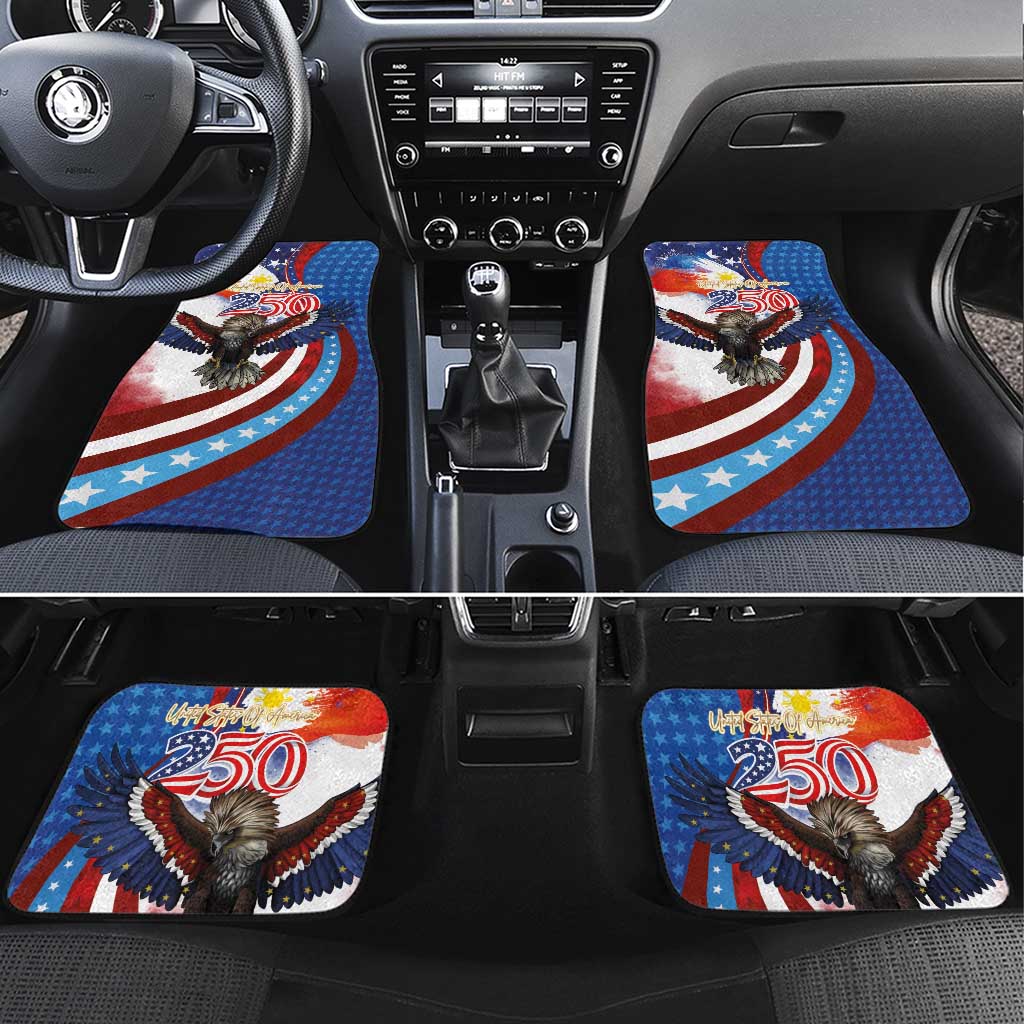 Philippines and United States Semiquincentennial Car Mats Eagle and National Flag Style