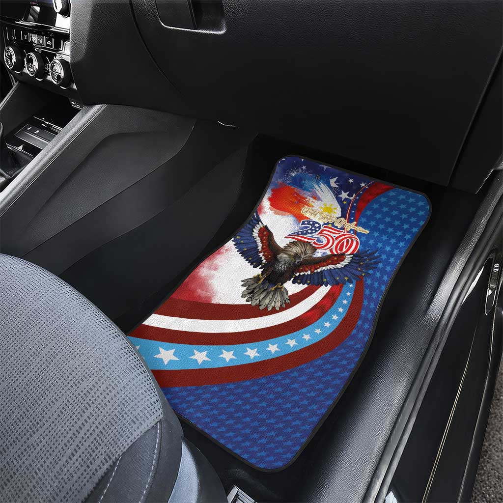 Philippines and United States Semiquincentennial Car Mats Eagle and National Flag Style