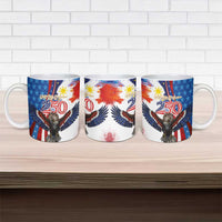 Philippines and United States Semiquincentennial Ceramic Mug Eagle and National Flag Style