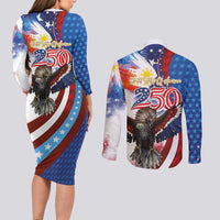 Philippines and United States Semiquincentennial Couples Matching Long Sleeve Bodycon Dress and Long Sleeve Button Shirt Eagle and National Flag Style LT03 - Polynesian Pride