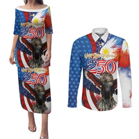 Philippines and United States Semiquincentennial Couples Matching Puletasi and Long Sleeve Button Shirt Eagle and National Flag Style LT03 Multicolor - Polynesian Pride