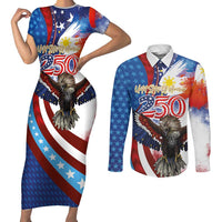Philippines and United States Semiquincentennial Couples Matching Short Sleeve Bodycon Dress and Long Sleeve Button Shirt Eagle and National Flag Style LT03 Multicolor - Polynesian Pride