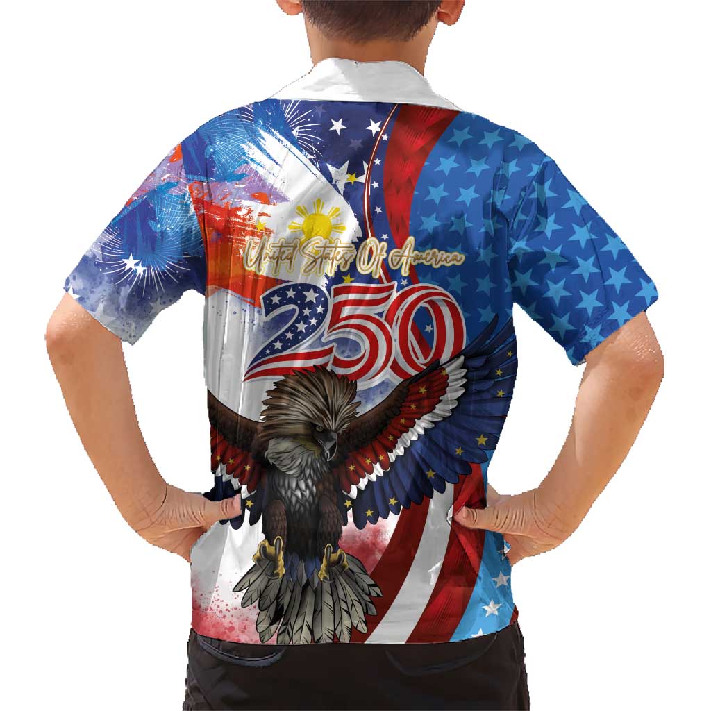 Philippines and United States Semiquincentennial Family Matching Off Shoulder Maxi Dress and Hawaiian Shirt Eagle and National Flag Style LT03 - Polynesian Pride