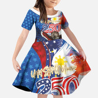 Philippines and United States Semiquincentennial Family Matching Off Shoulder Maxi Dress and Hawaiian Shirt Eagle and National Flag Style LT03 Daughter's Dress Multicolor - Polynesian Pride