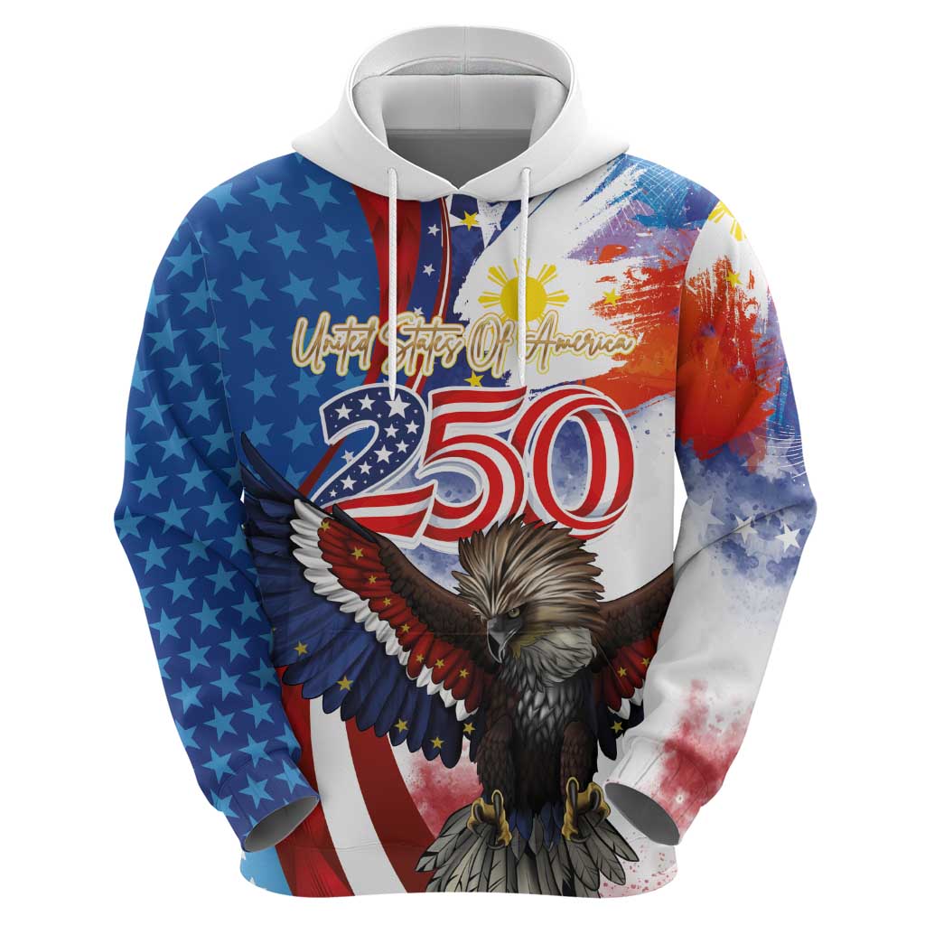Philippines and United States Semiquincentennial Hoodie Eagle and National Flag Style