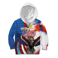 Philippines and United States Semiquincentennial Kid Hoodie Eagle and National Flag Style