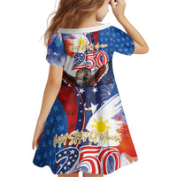 Philippines and United States Semiquincentennial Kid Short Sleeve Dress Eagle and National Flag Style