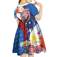 Philippines and United States Semiquincentennial Kid Short Sleeve Dress Eagle and National Flag Style