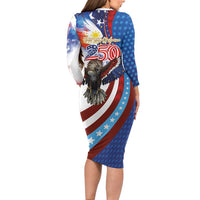 Philippines and United States Semiquincentennial Long Sleeve Bodycon Dress Eagle and National Flag Style LT03 - Polynesian Pride