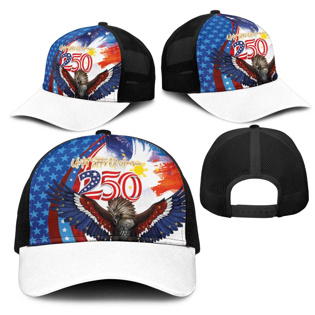 Philippines and United States Semiquincentennial Mesh Trucker Cap Eagle and National Flag Style LT03 - Polynesian Pride