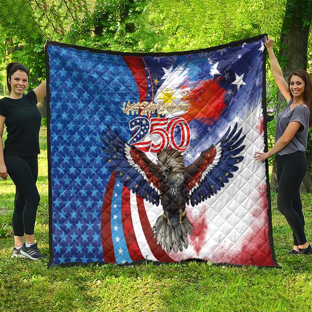 Philippines and United States Semiquincentennial Quilt Eagle and National Flag Style