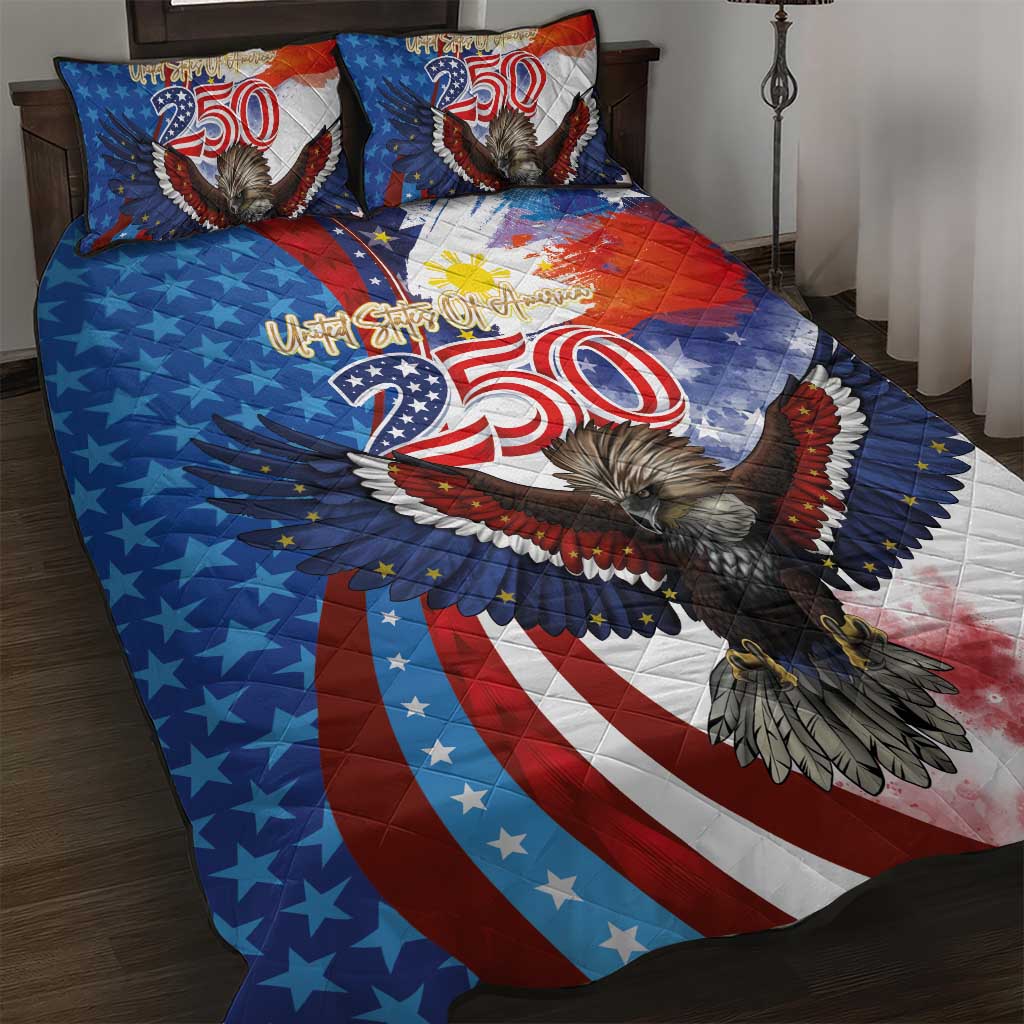 Philippines and United States Semiquincentennial Quilt Bed Set Eagle and National Flag Style LT03 Multicolor - Polynesian Pride