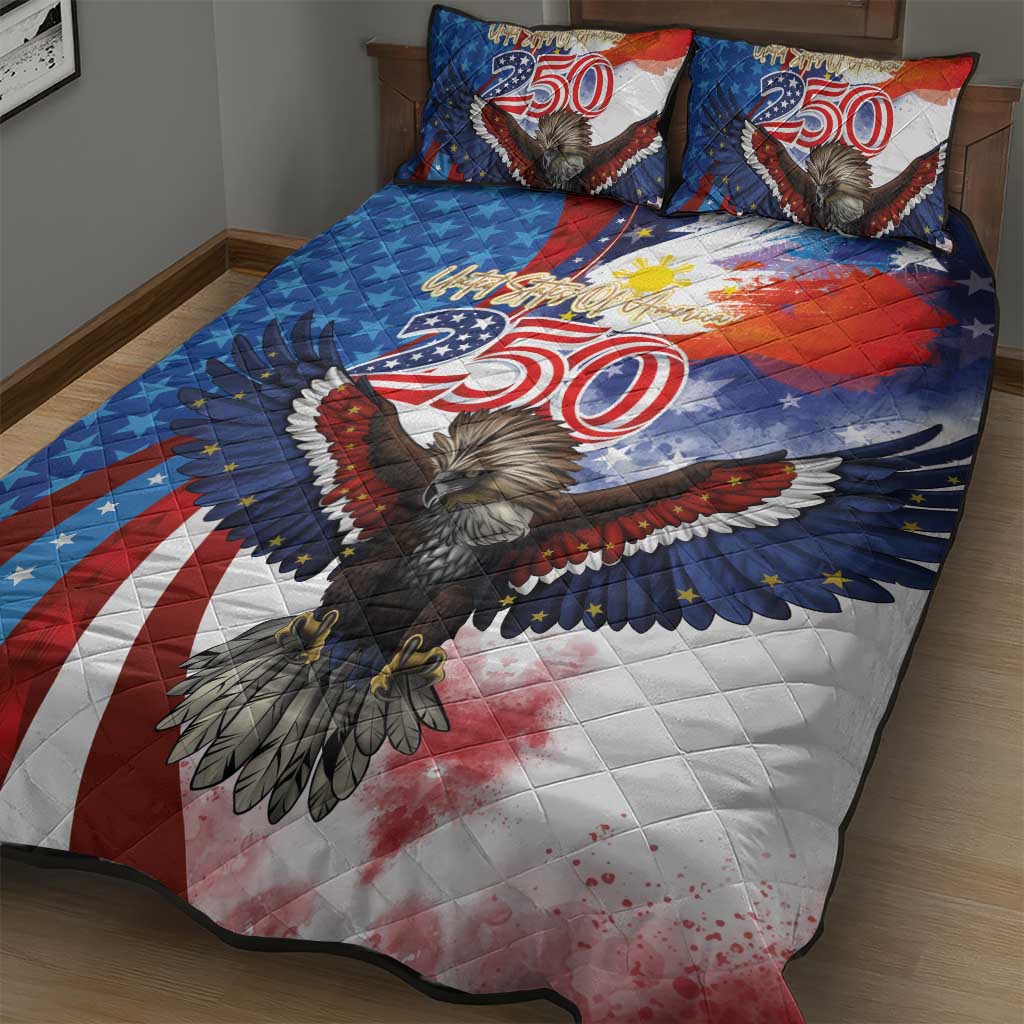 Philippines and United States Semiquincentennial Quilt Bed Set Eagle and National Flag Style LT03 - Polynesian Pride