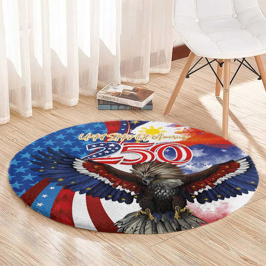 Philippines and United States Semiquincentennial Round Carpet Eagle and National Flag Style