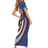 Philippines and United States Semiquincentennial Short Sleeve Bodycon Dress Eagle and National Flag Style LT03 - Polynesian Pride