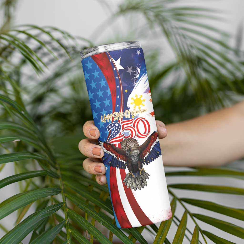 Philippines and United States Semiquincentennial Skinny Tumbler Eagle and National Flag Style LT03 - Polynesian Pride