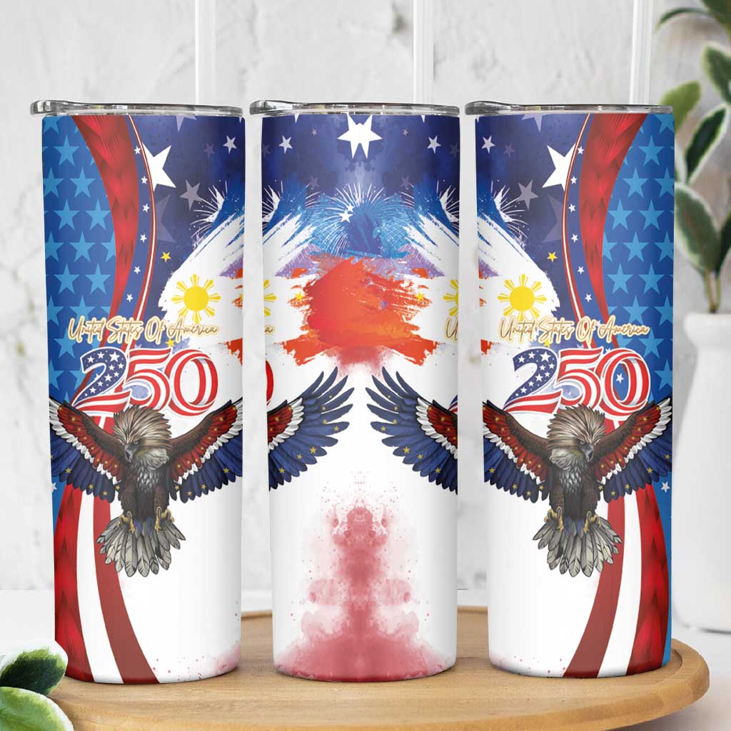 Philippines and United States Semiquincentennial Skinny Tumbler Eagle and National Flag Style LT03 - Polynesian Pride