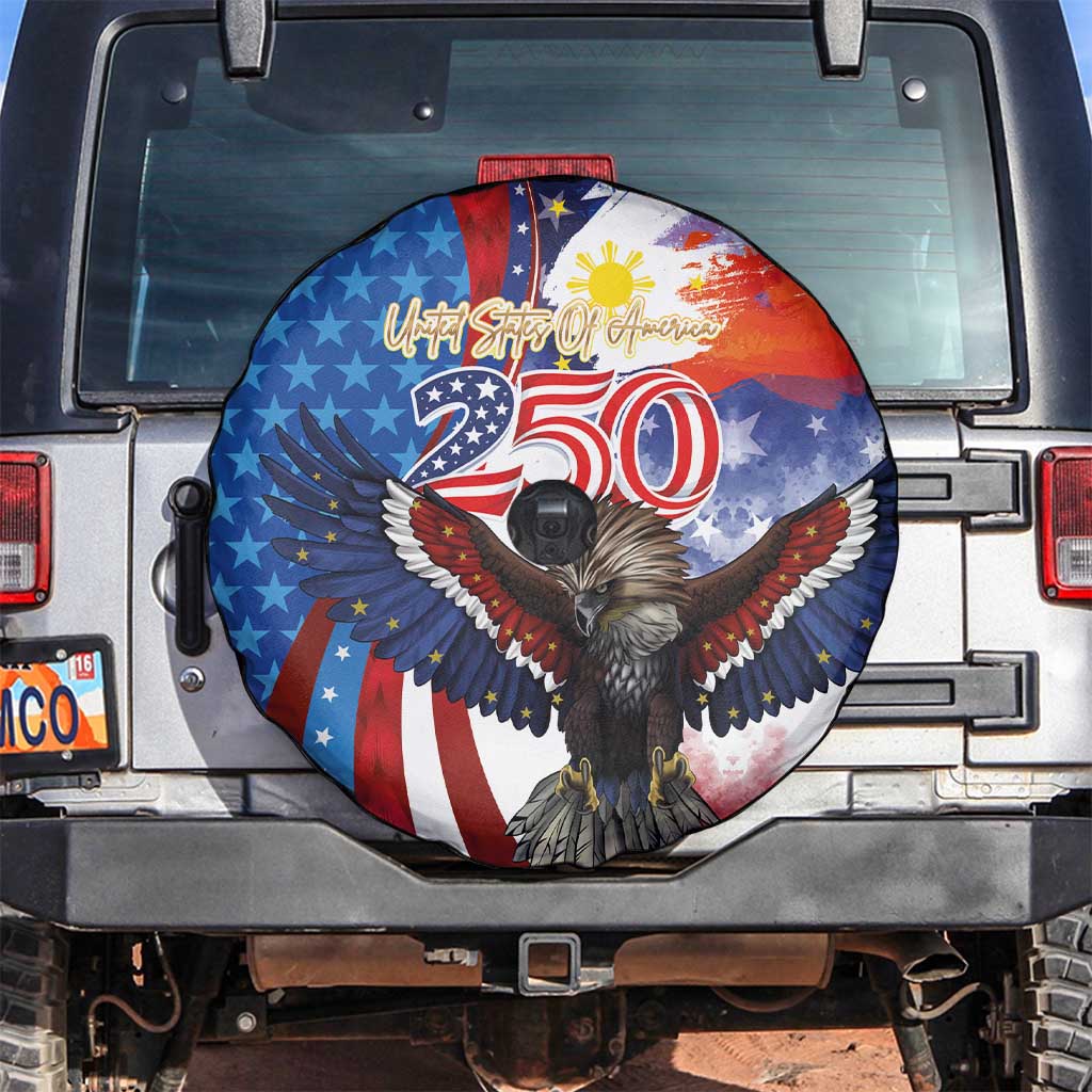 Philippines and United States Semiquincentennial Spare Tire Cover Eagle and National Flag Style