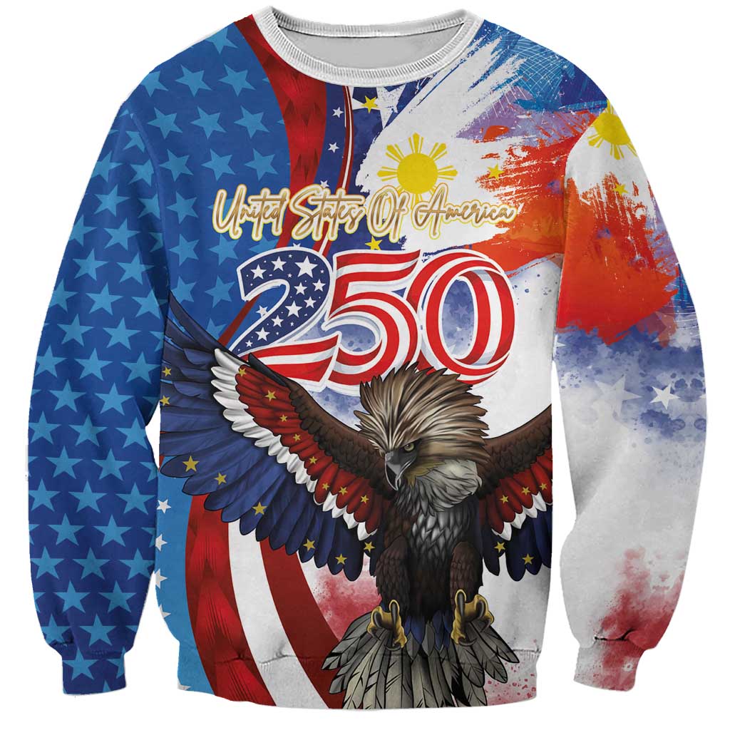 Philippines and United States Semiquincentennial Sweatshirt Eagle and National Flag Style
