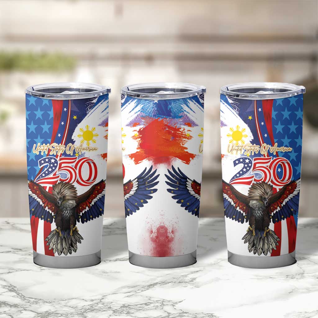 Philippines and United States Semiquincentennial Tumbler Cup Eagle and National Flag Style