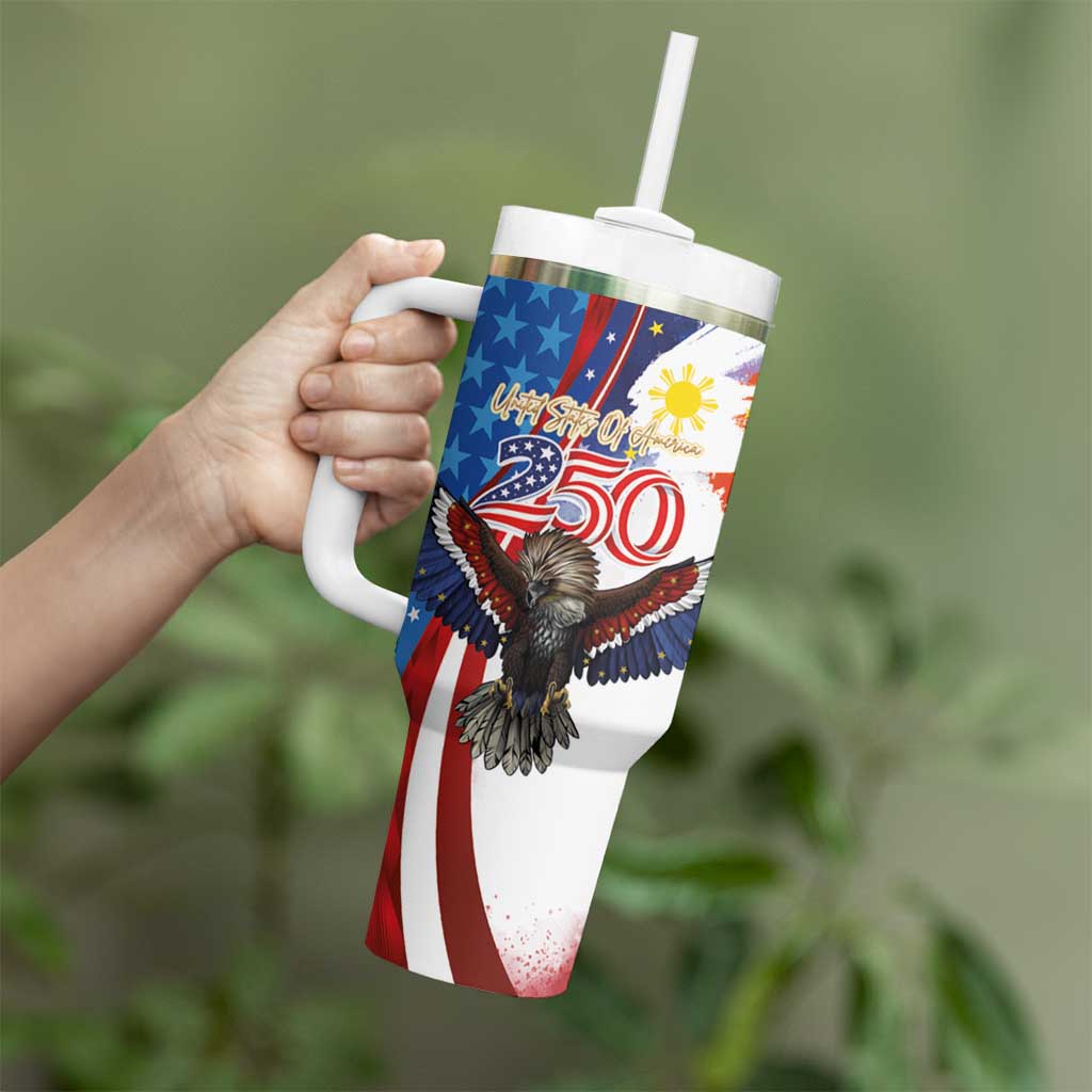 Philippines and United States Semiquincentennial Tumbler With Handle Eagle and National Flag Style