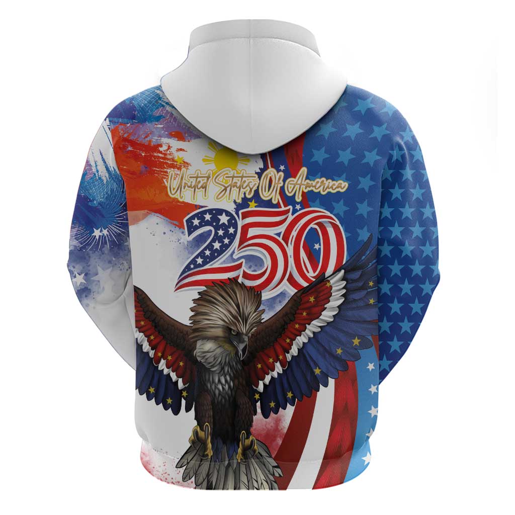 Philippines and United States Semiquincentennial Zip Hoodie Eagle and National Flag Style