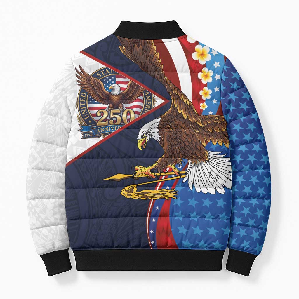 American Samoa and United States Semiquincentennial Bomber Puffer Jacket Bald Eagle with National Flag Style LT03 - Polynesian Pride