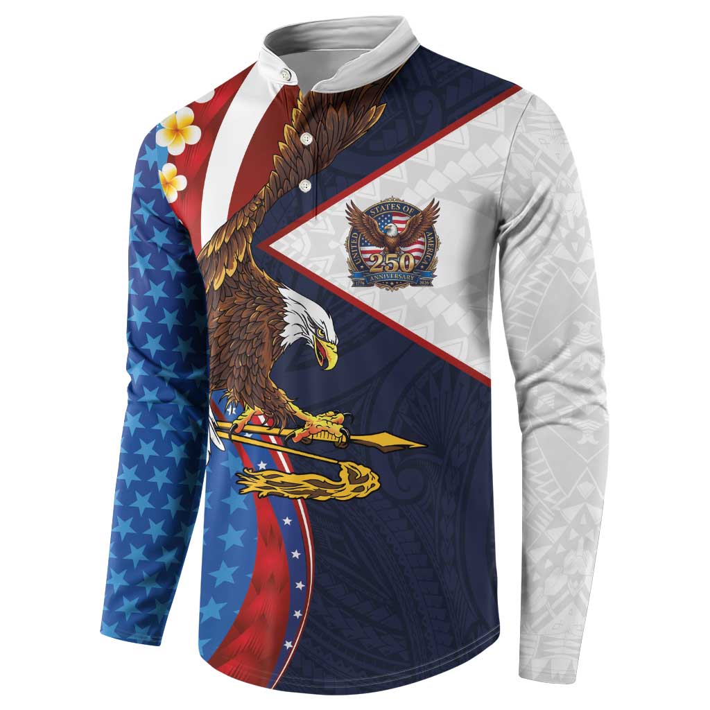 American Samoa and United States Semiquincentennial Button Sweatshirt Bald Eagle with National Flag Style