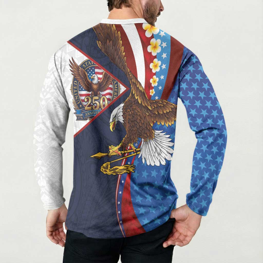 American Samoa and United States Semiquincentennial Button Sweatshirt Bald Eagle with National Flag Style