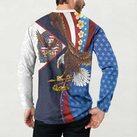 American Samoa and United States Semiquincentennial Button Sweatshirt Bald Eagle with National Flag Style