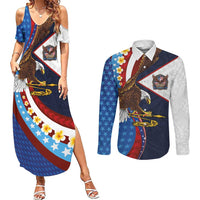 American Samoa and United States Semiquincentennial Couples Matching Summer Maxi Dress and Long Sleeve Button Shirt Bald Eagle with National Flag Style LT03 Multicolor - Polynesian Pride