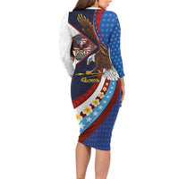 American Samoa and United States Semiquincentennial Family Matching Long Sleeve Bodycon Dress and Hawaiian Shirt Bald Eagle with National Flag Style LT03 - Polynesian Pride