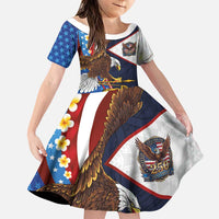 American Samoa and United States Semiquincentennial Family Matching Off Shoulder Maxi Dress and Hawaiian Shirt Bald Eagle with National Flag Style