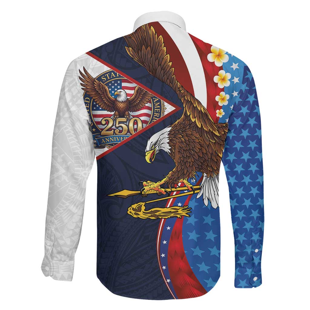 American Samoa and United States Semiquincentennial Family Matching Off Shoulder Maxi Dress and Hawaiian Shirt Bald Eagle with National Flag Style