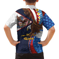 American Samoa and United States Semiquincentennial Family Matching Off Shoulder Short Dress and Hawaiian Shirt Bald Eagle with National Flag Style LT03 - Polynesian Pride