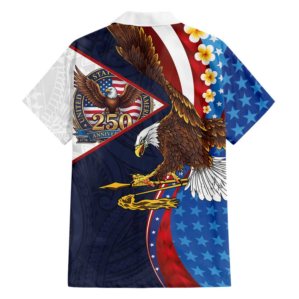 American Samoa and United States Semiquincentennial Family Matching Off Shoulder Short Dress and Hawaiian Shirt Bald Eagle with National Flag Style LT03 - Polynesian Pride