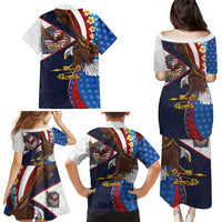 American Samoa and United States Semiquincentennial Family Matching Puletasi and Hawaiian Shirt Bald Eagle with National Flag Style
