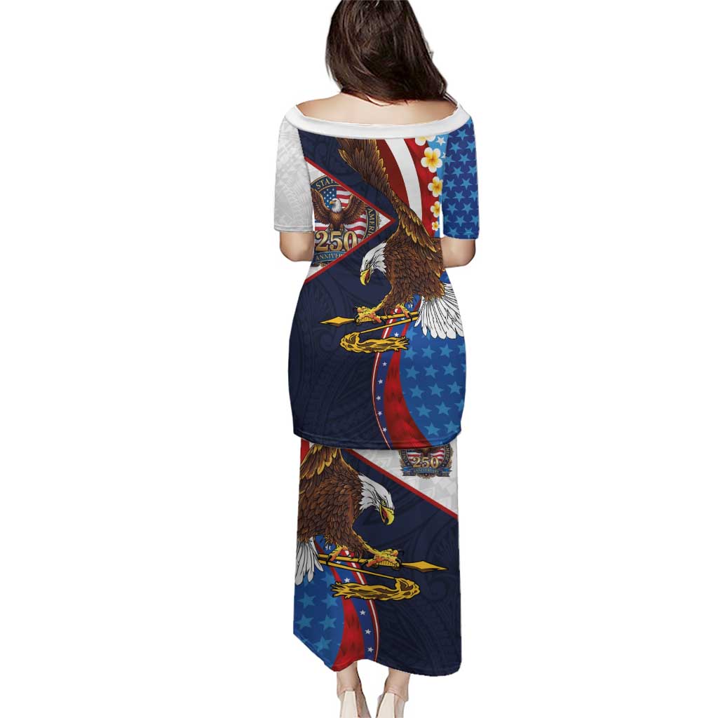 American Samoa and United States Semiquincentennial Family Matching Puletasi and Hawaiian Shirt Bald Eagle with National Flag Style