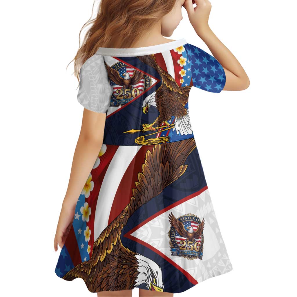 American Samoa and United States Semiquincentennial Family Matching Short Sleeve Bodycon Dress and Hawaiian Shirt Bald Eagle with National Flag Style LT03 - Polynesian Pride