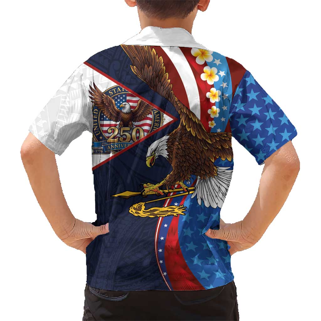 American Samoa and United States Semiquincentennial Family Matching Summer Maxi Dress and Hawaiian Shirt Bald Eagle with National Flag Style LT03 - Polynesian Pride