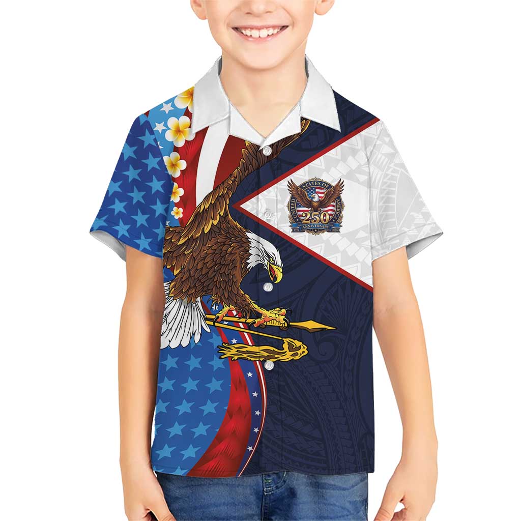 American Samoa and United States Semiquincentennial Family Matching Tank Maxi Dress and Hawaiian Shirt Bald Eagle with National Flag Style LT03 Son's Shirt Multicolor - Polynesian Pride